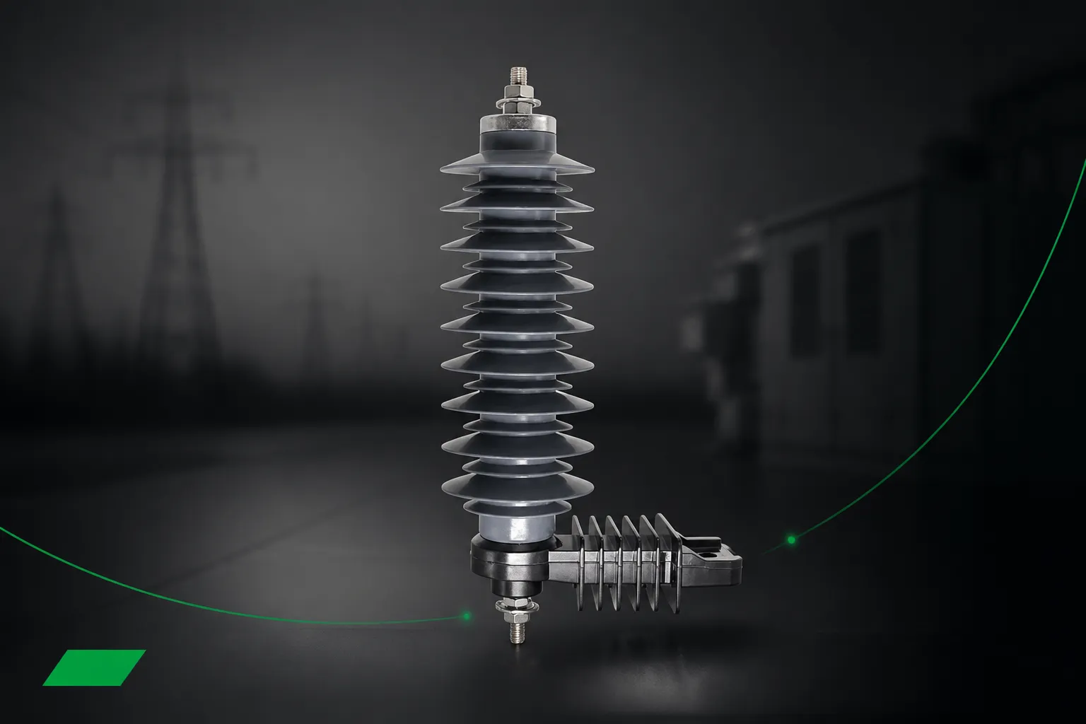 Polymer-housed surge arrester with mounting bracket as FUERTE product-family context