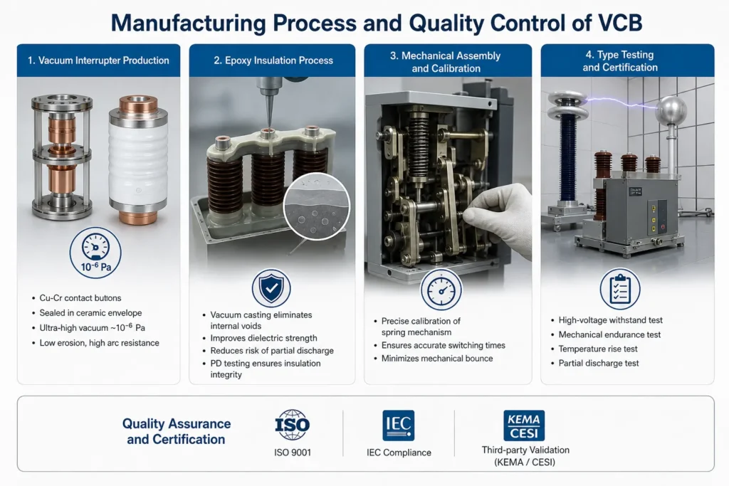 Manufacturing Process and Quality Control of Vacuum Circuit Breakers