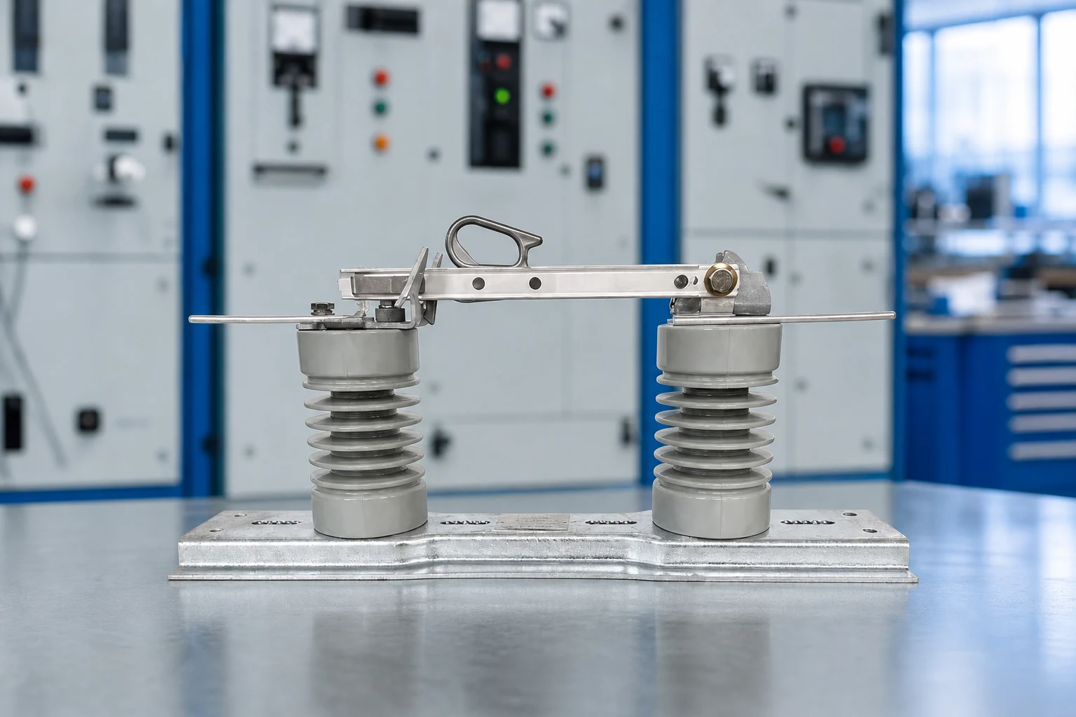 FUERTE isolating-switch — official product photo with illustrative scene background (not a real site photo)