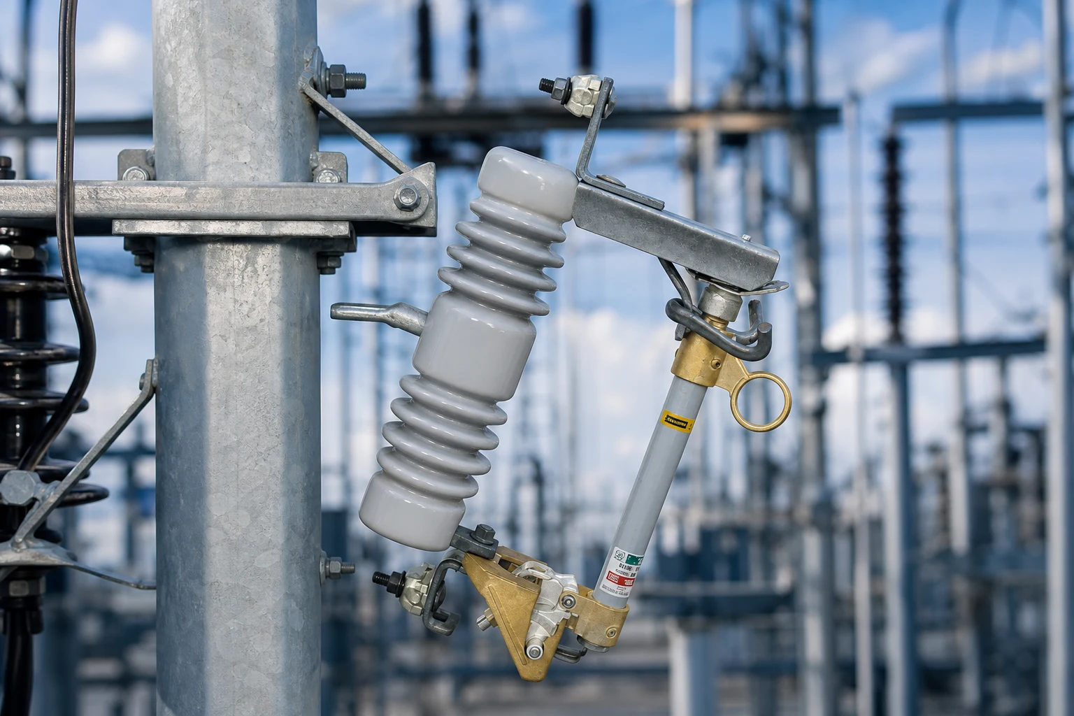 Body illustration comparing dropout and loadbreak fuse cutout handling on overhead MV lines