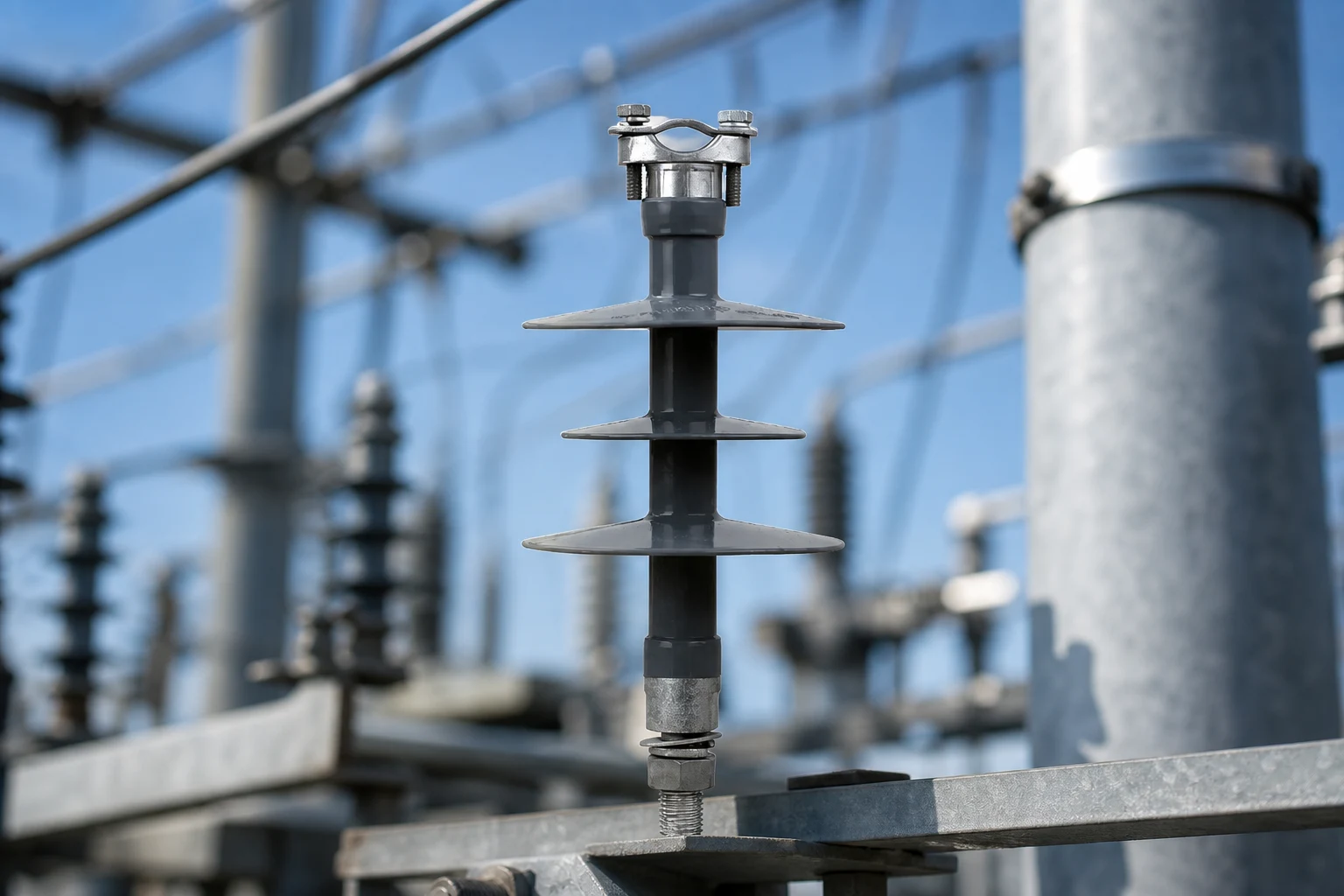 Polymer pin insulator context for recording visible interfaces