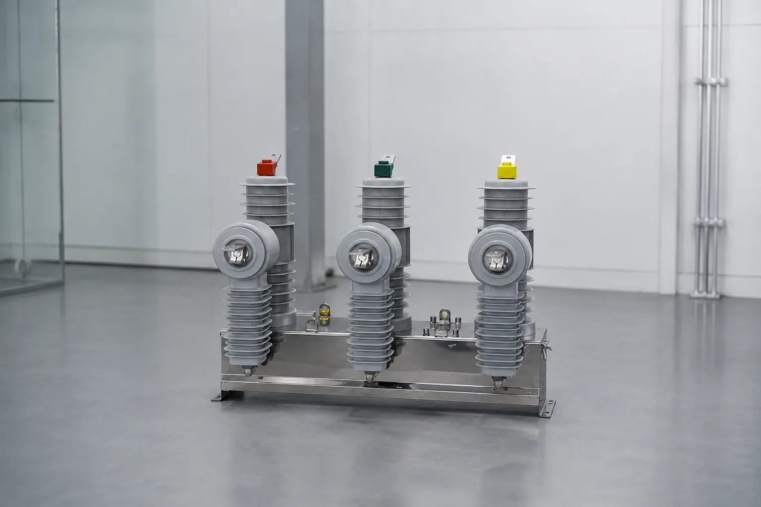 Commissioning team inspecting an indoor vacuum breaker in metal-clad switchgear