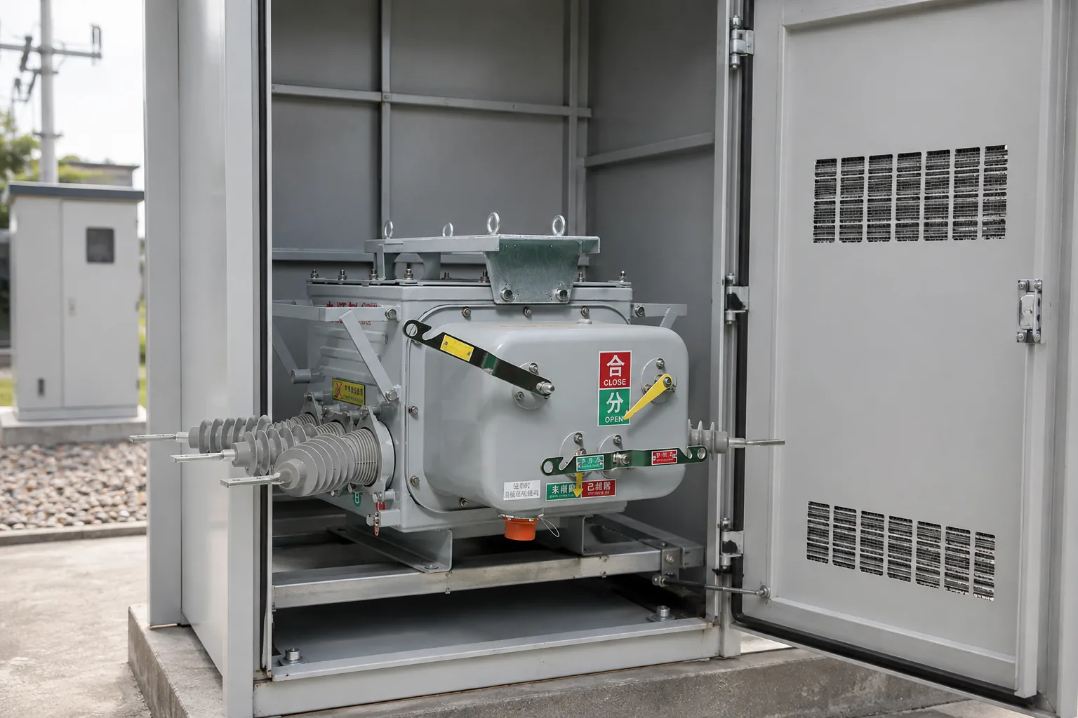 Outdoor vacuum circuit breaker product image for assessing enclosure and mounting interfaces
