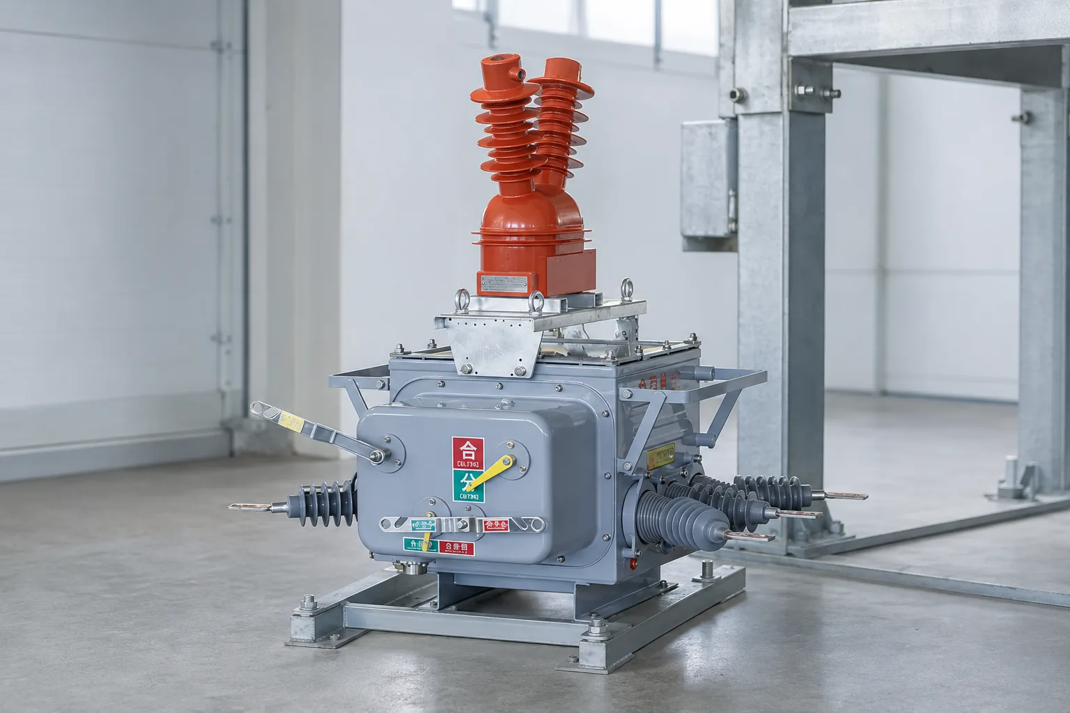 Column-mounted vacuum circuit breaker product view for outdoor installation planning