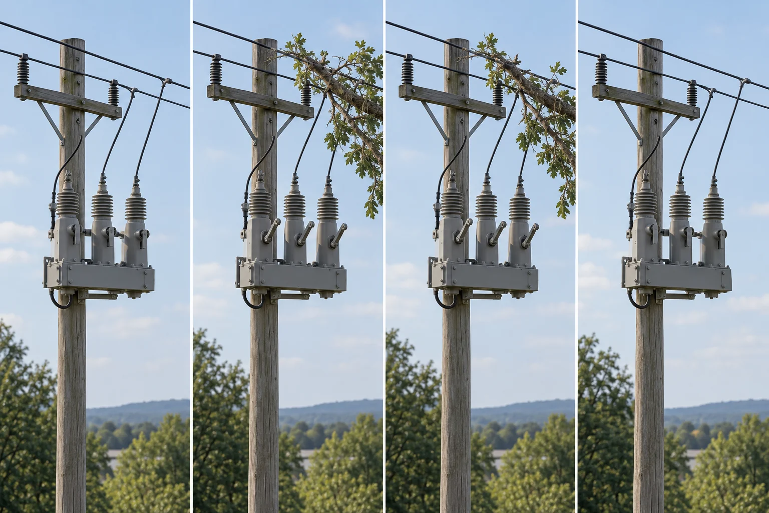 Automatic recloser trip pause reclose and lockout sequence on a distribution feeder