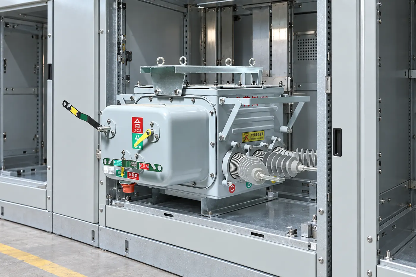 Vacuum contactor unit and vacuum circuit breaker compared inside medium-voltage switchgear