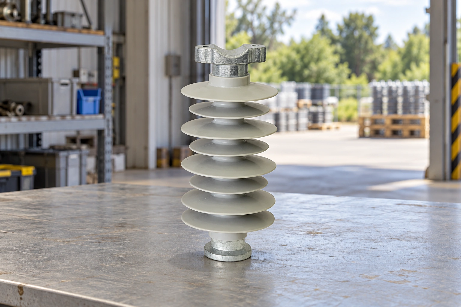 FPQ-24-6T Polymer Insulator in an illustrative utility workshop scene