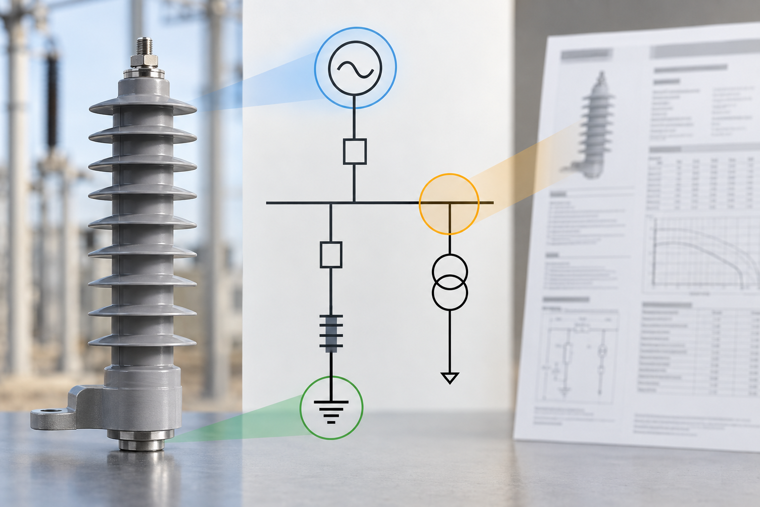 Technical selection scene connecting arrester voltage class, continuous operating voltage and duty-cycle checks
