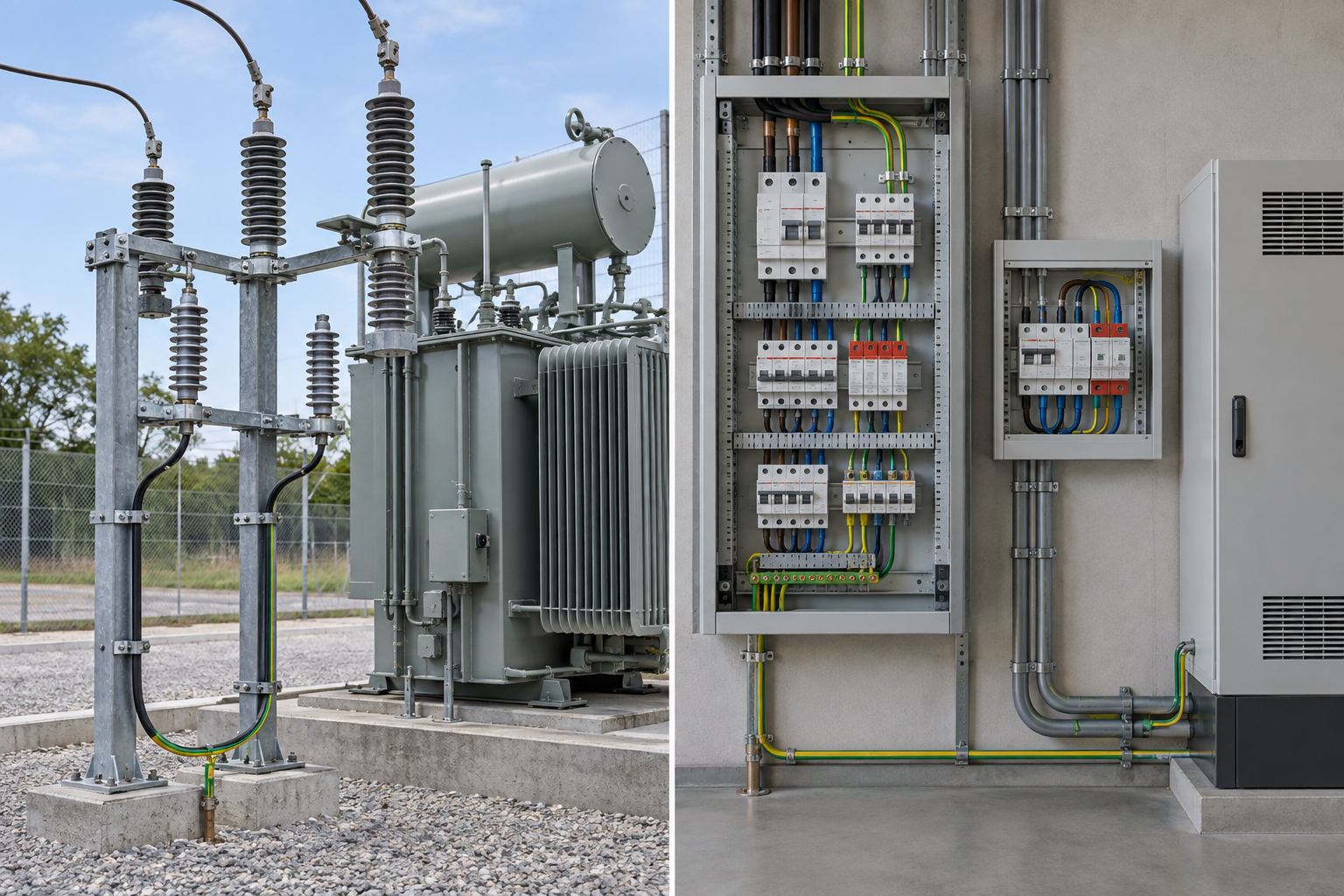 Technical comparison of a medium-voltage line arrester and staged low-voltage surge protective devices