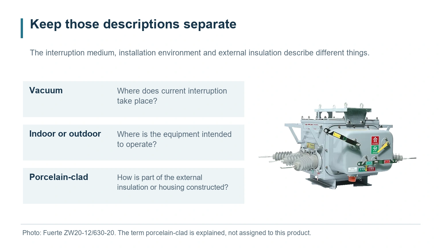 Three separate terminology questions for interruption medium, environment and external insulation
